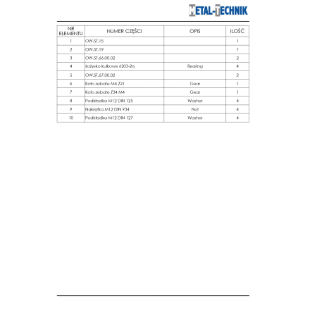 Części zamienne - Owijarka stacjonarna do bel